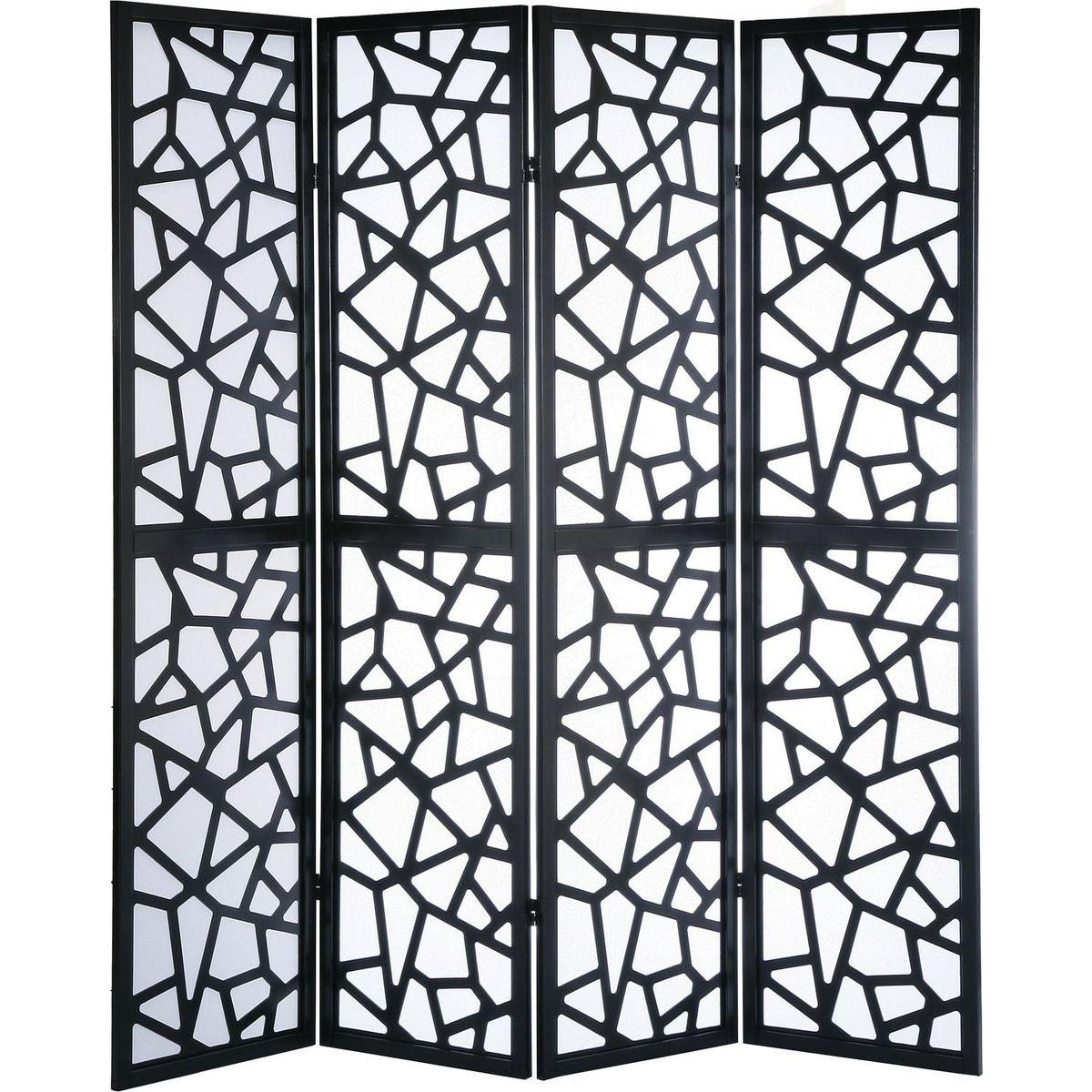 Giyano 4 Panel Screen Room Divider, Black