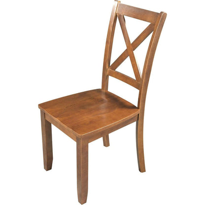 3-Piece Wood Drop Leaf Breakfast Nook Dining Table Set with 2 X-back Chairs for Small Places, Brown