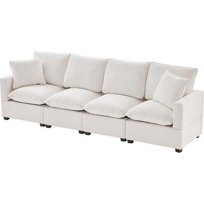 110x29" Modern Modular Sofa, 4 Seat Chenille Sectional Couch Set with 2 Pillows Included, Freely Combinable Indoor Funiture for Living Room, Apartment, Office, 2 Colors