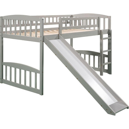 Twin size Loft Bed with Slide and Ladder, Gray