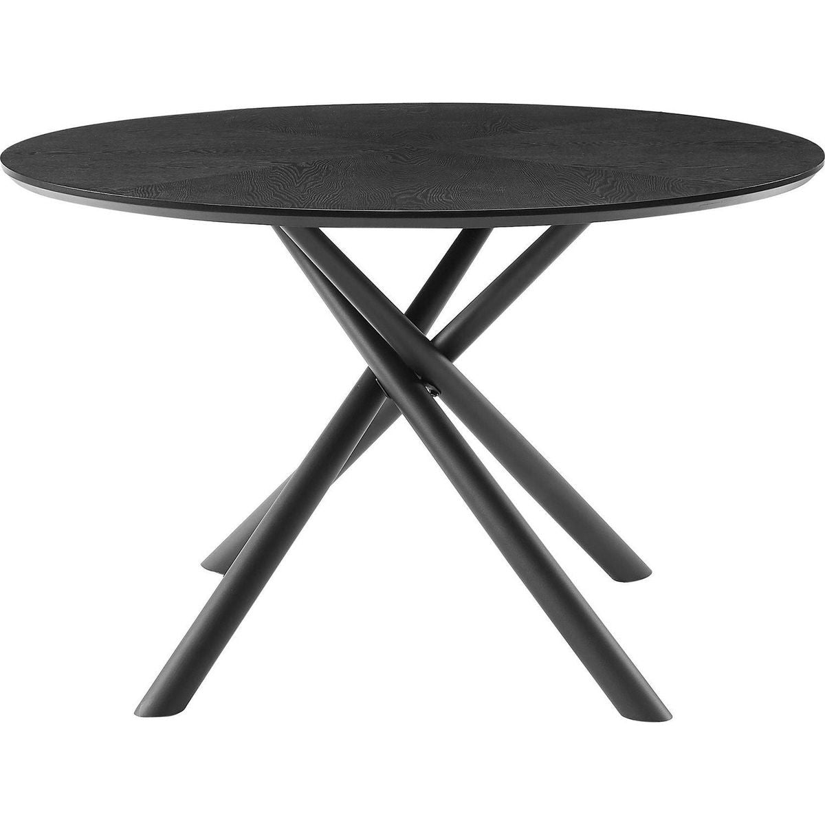 47.25" Round MDF Coffee Table End Table Short Leisure Tea Table Cross Legs Metal Base,BLACK