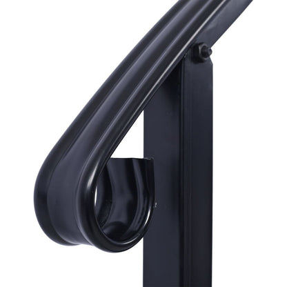 Handrails for Outdoor Steps, Fit 3 or 4 Steps Outdoor Stair Railing, Picket#3 Wrought Iron Handrail, Flexible Porch Railing, Black Transitional Handrails for Concrete Steps or Wooden Stairs