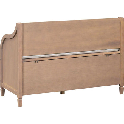 Rustic Style Solid wood Entryway Multifunctional Storage Bench with Safety Hinge (Brown+ Beige)