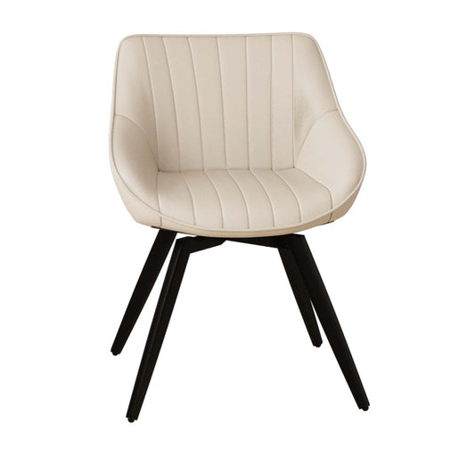 Modern Round Coffee Table with 2 PU Dining Chairs Set, Ring-Striped Design, Wood Finish, MDF Tabletop with Black Metal Legs, 29.53' Diameter