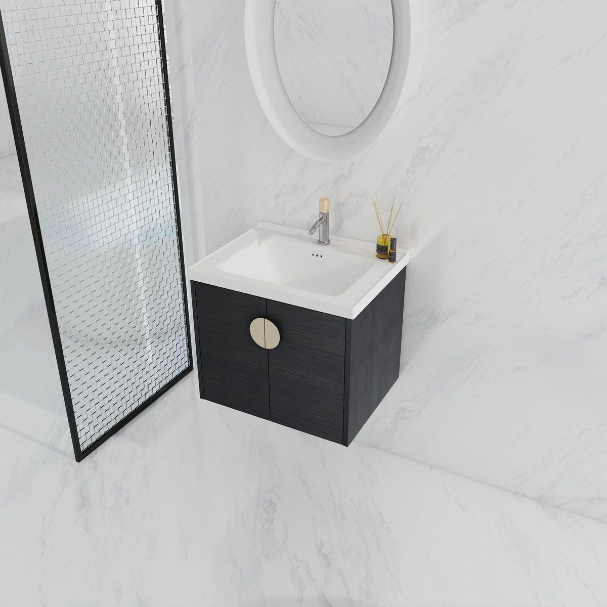 24 Inch Soft Close Doors Bathroom Vanity With Sink, For Small Bathroom,(KD-Packing)