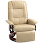 Faux Leather Manual Recliner with Swivel Wood Base, White