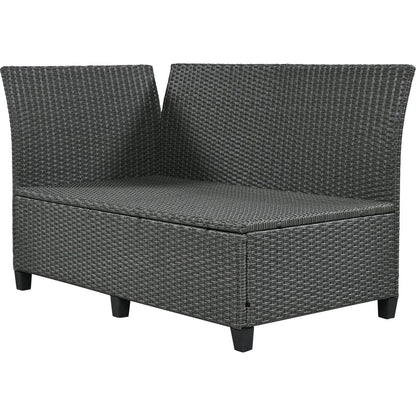 5-Piece Outdoor Patio Rattan Sofa Set, Sectional PE Wicker L-Shaped Garden Furniture Set with 2 Extendable Side Tables, Dining Table and Washable Covers for Backyard, Poolside, Indoor, Gray