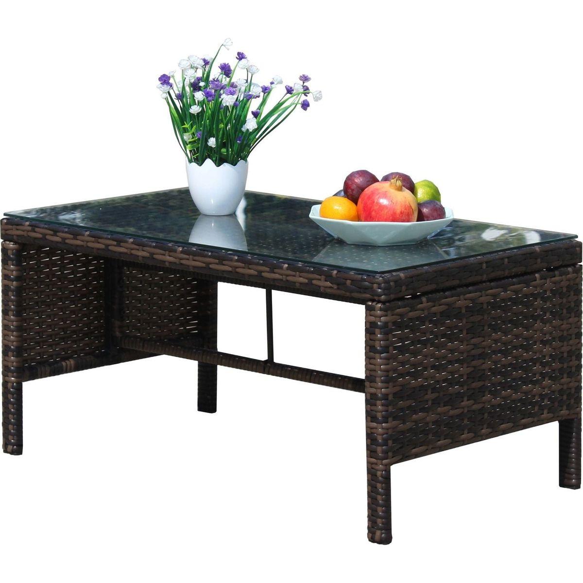 Outdoor patio Furniture 1 Coffee Table with clear tempered glass