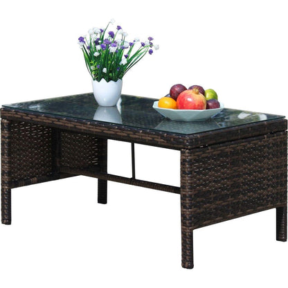 Outdoor patio Furniture 1 Coffee Table with clear tempered glass