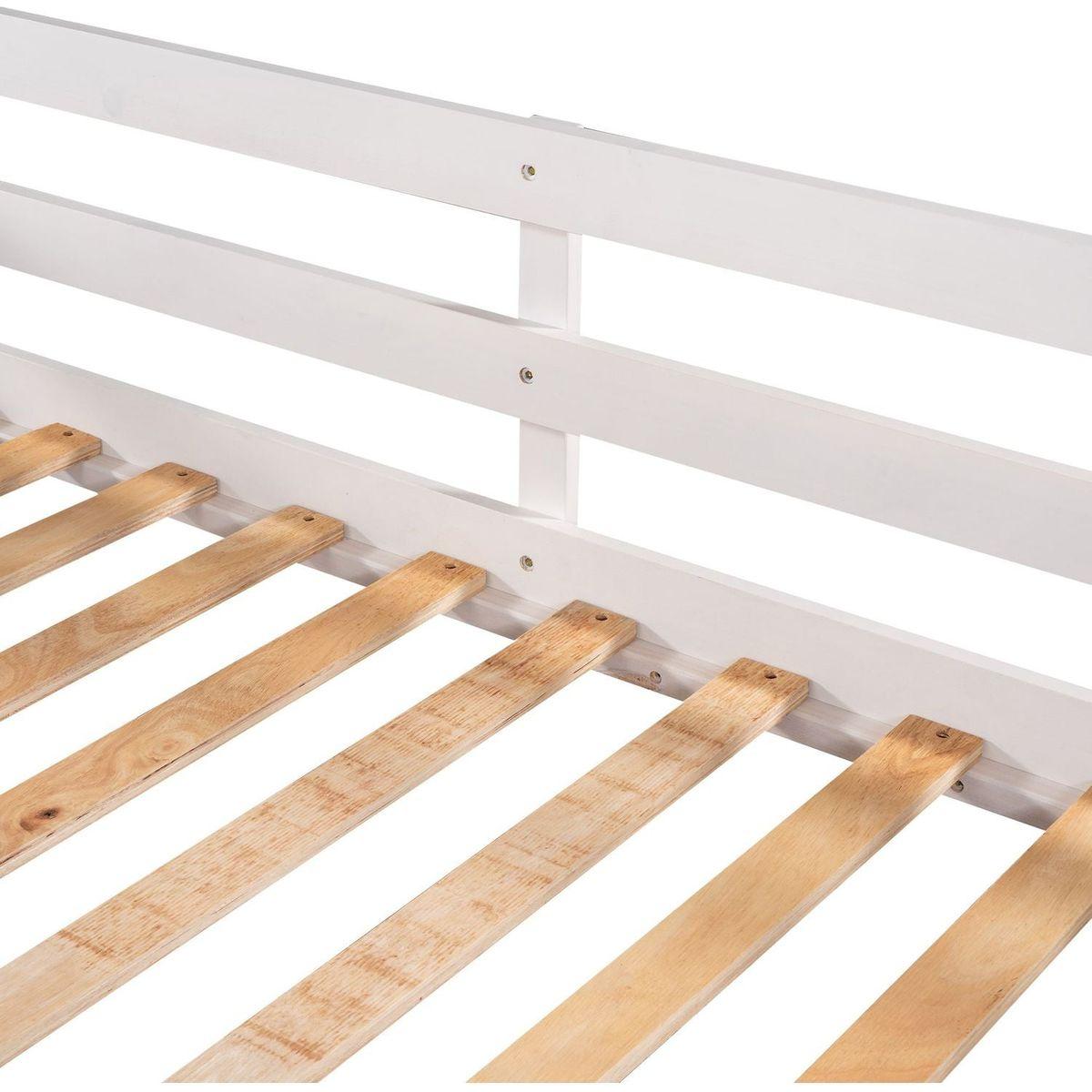 Full and Twin Size L-Shaped Bunk Bed with Slide and Short Ladder,White