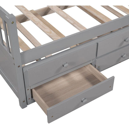 Daybed with Trundle and Drawers, Twin Size, Gray