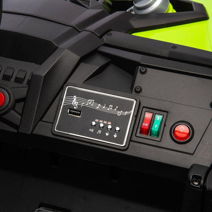 24V Two-Seater Kids Ride On UTV W/Parents Remote Control,Four-Wheel Suspension,Slow Start,Large wheel design,Anti-collision bar,Storage space,Music,USB,Bluetooth,Volume control,LED lights for Kids 3+.