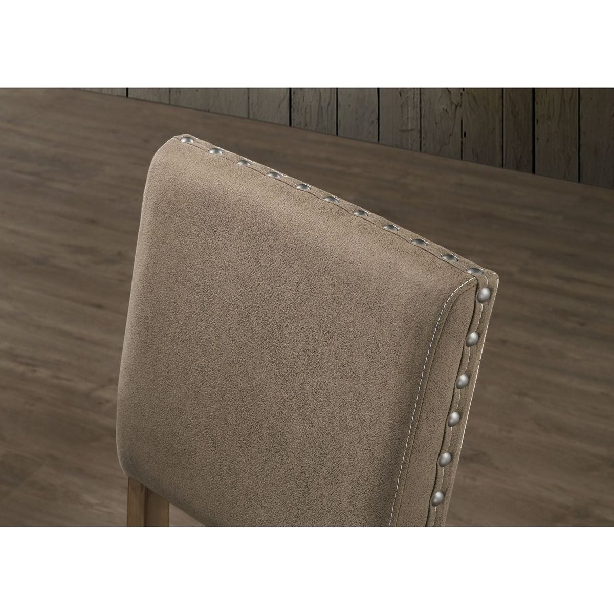 Birmingham Script Printed Driftwood Finish Counter Height Dining Chair with Nail head, Set of 2