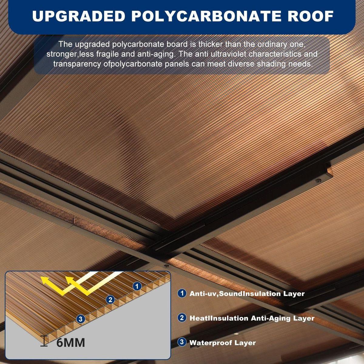 10' x 12' Outdoor Pergola Gazebo,Wall-Mounted Lean to Metal Awning Gazebo with Roof,Large Heavy Duty for Patio,Decks,Backyard