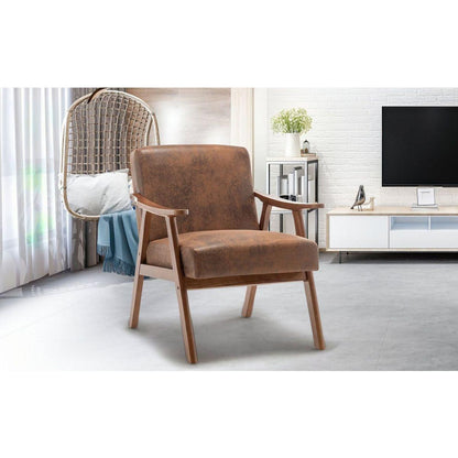 Mid-Century Modern Chair, Living Room Chair with Solid Wood Frame, Accent Chair Extra-Thick Backrest, Wingback Chair for Bedroom, Reading Room, Living Room, Lounge Chair Indoor