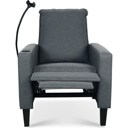 Recliner Chairs for Adults, Adjustable Recliner Sofa with Mobile Phone Holder & Cup Holder, Modern Reclining Chairs Fabric Push Back Recliner Chairs for Living Room, Bedroom, Gray