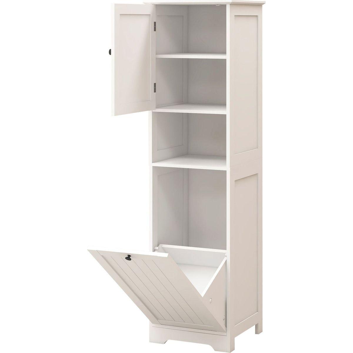 One-Compartment One-Door Tilt-Out Laundry Sorter Cabinet - White