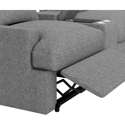 104" Power Recliner Corner Sofa Home Theater Reclining Sofa Sectional Couches with Storage Box, Cup Holders, USB Ports and Power Socket for Living Room, Grey