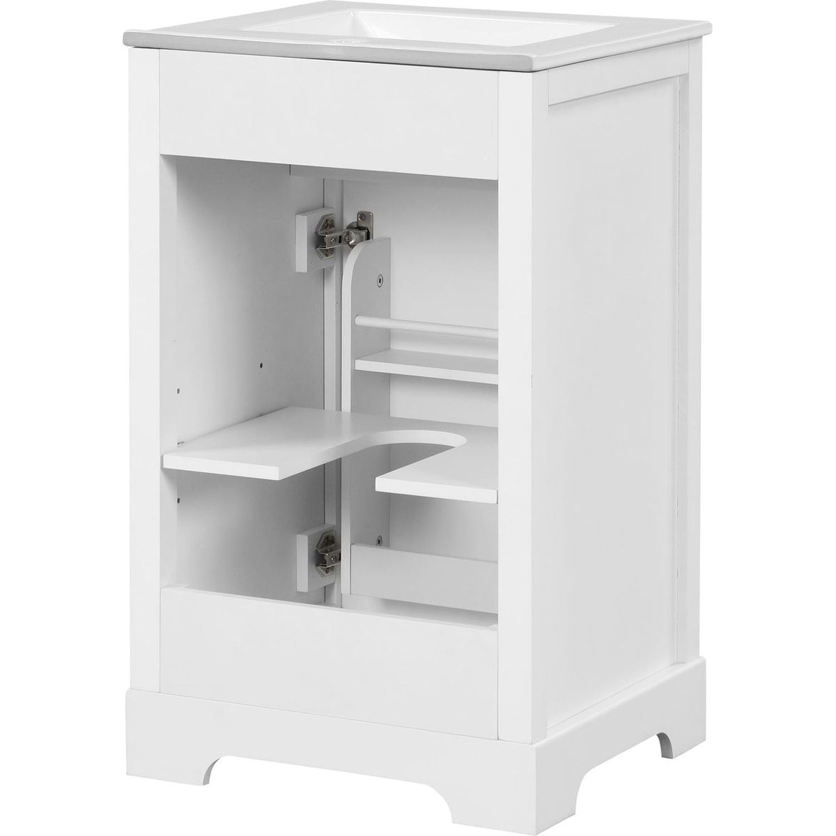 20" Bathroom Vanity with Sink, Bathroom Cabinet with Soft Closing Door, Storage Rack and Adjustable Shelve, White