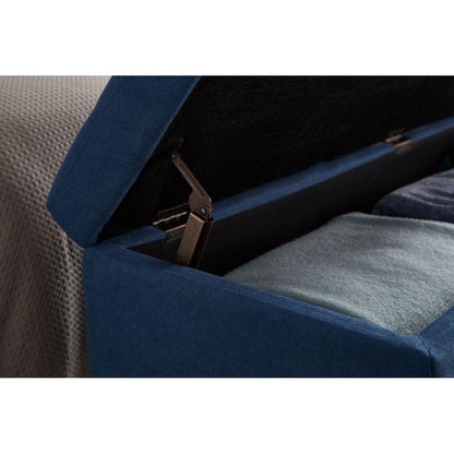 59" Bed Bench with Storage Blue Fabric