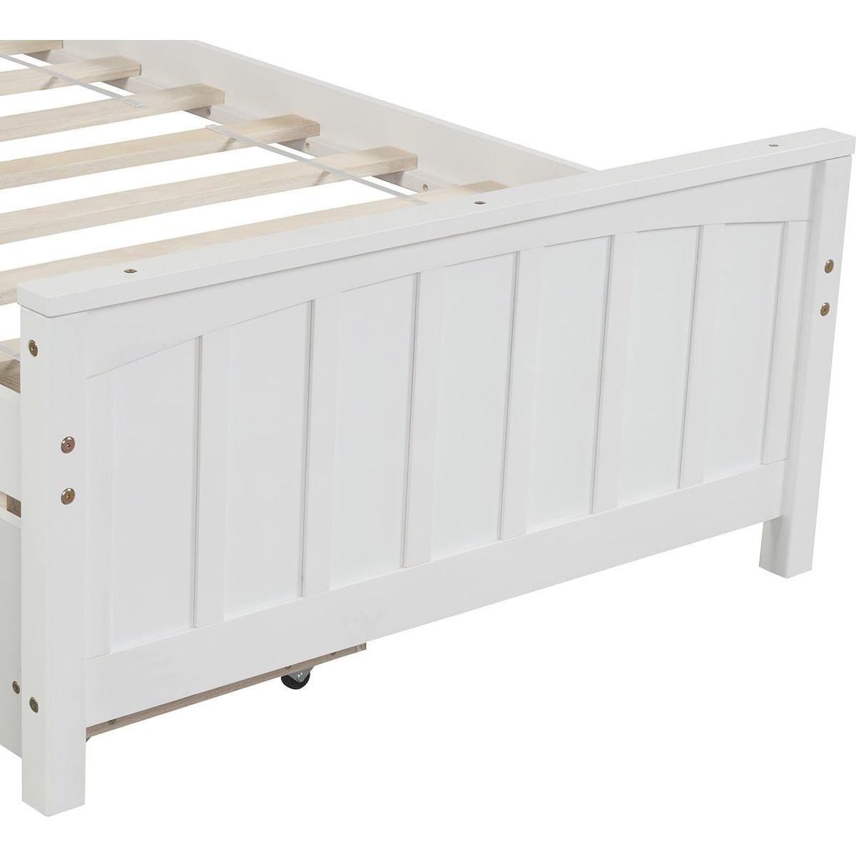 Twin size Platform Bed with Two Drawers, White