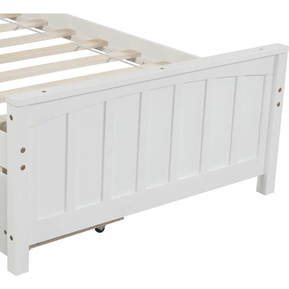 Twin size Platform Bed with Two Drawers, White