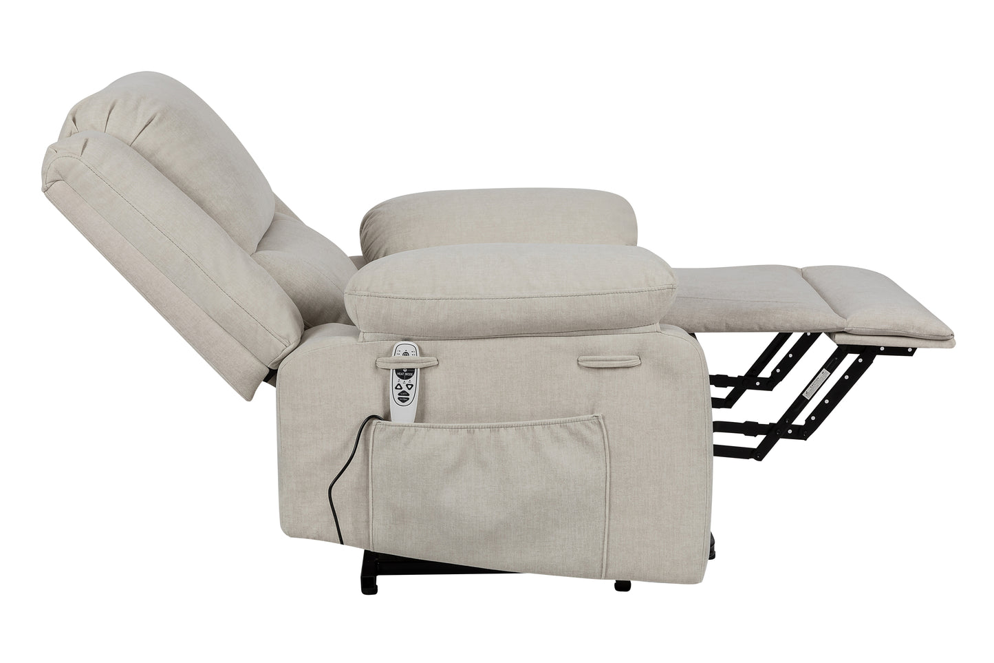 Electric Power Recliner Chair With Massage For Elderly, Remote Control Multi-function Lifting, Timing, Cushion Heating Chair With Side Pocket Beige