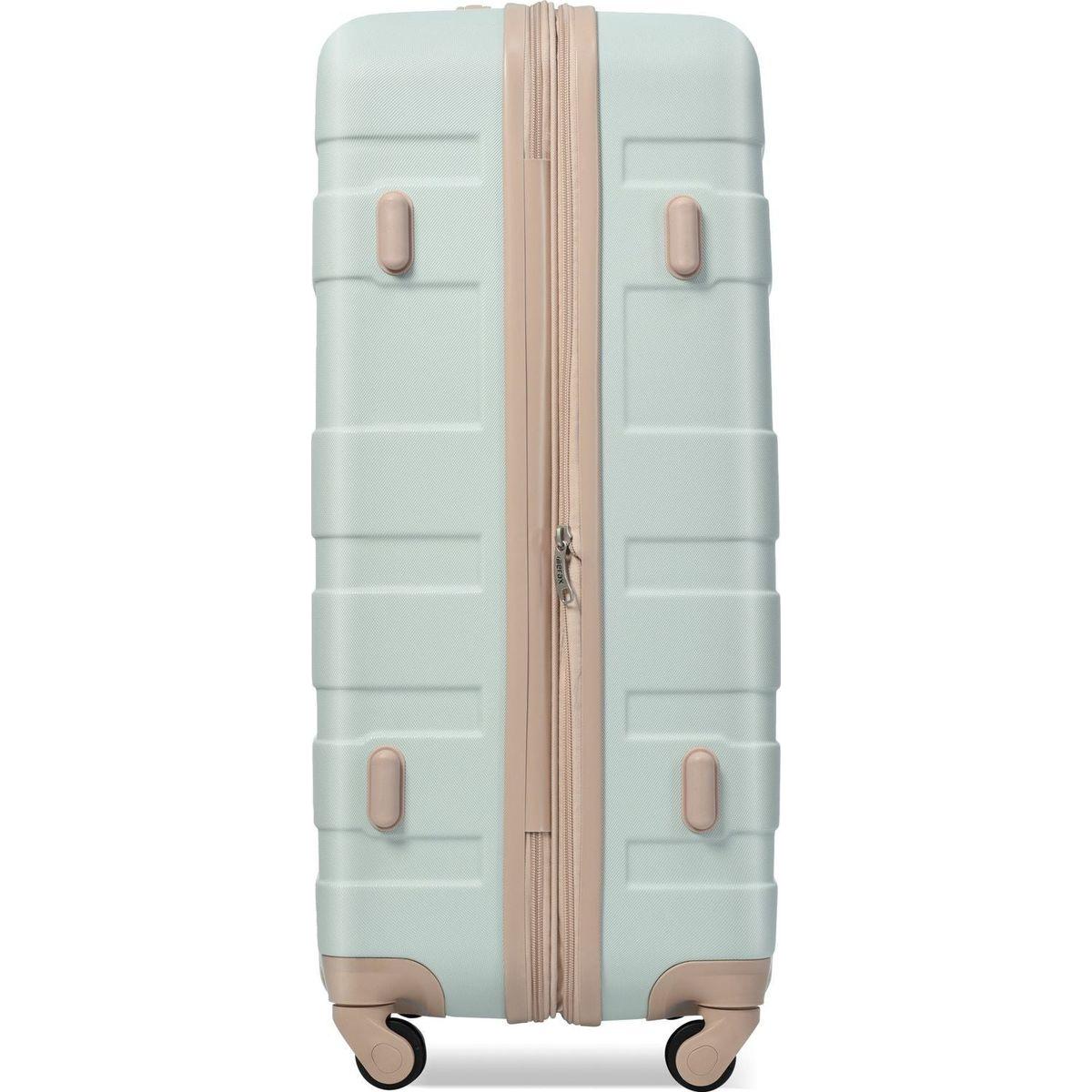 Luggage Sets 4 Piece, Expandable ABS Durable Suitcase with Travel Bag, Carry On Luggage Suitcase Set with 360 Spinner Wheels, Grey Green