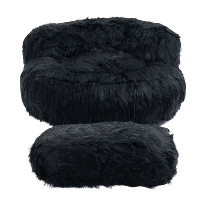 Bean Bag Chair Faux fur Lazy Sofa /Footstool Durable Comfort Lounger High Back Bean Bag Chair Couch for Adults and Kids, Indoor