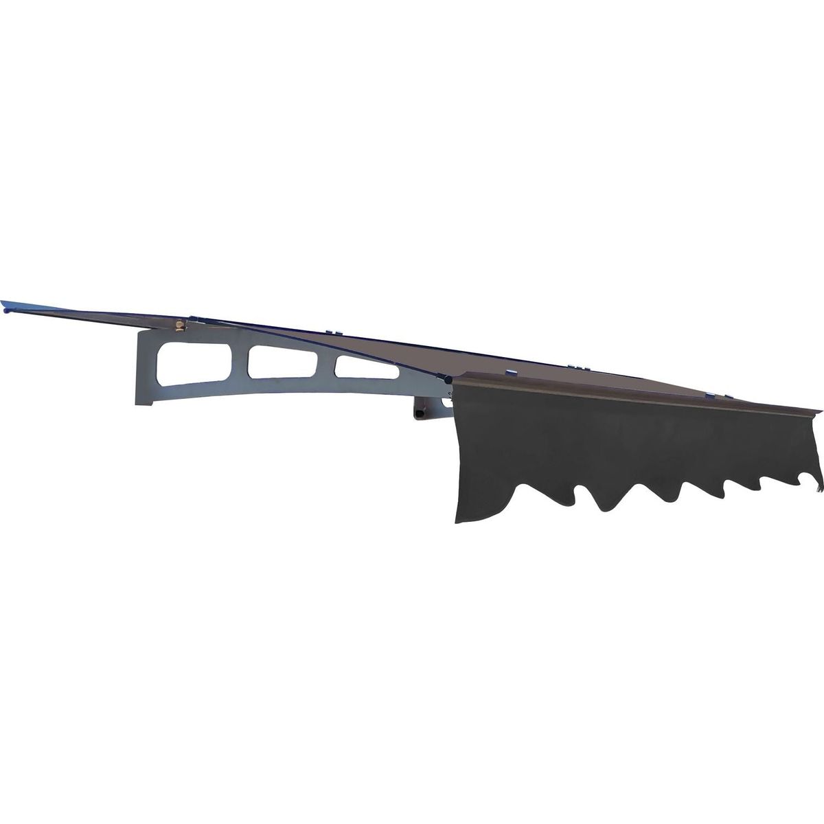DA5934W Series Door Window Awning Canopy Made of 0.137 Inch Thick Crystal Solid Polycarbonate Sheet and Aluminum Alloy with Valance in size of 59" Wide x 34" Deep for Wooden Wall House