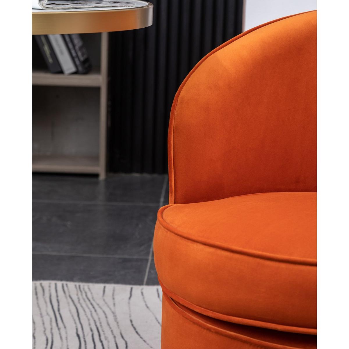 Wania Contemporary Velvet Swivel Chair, Orange