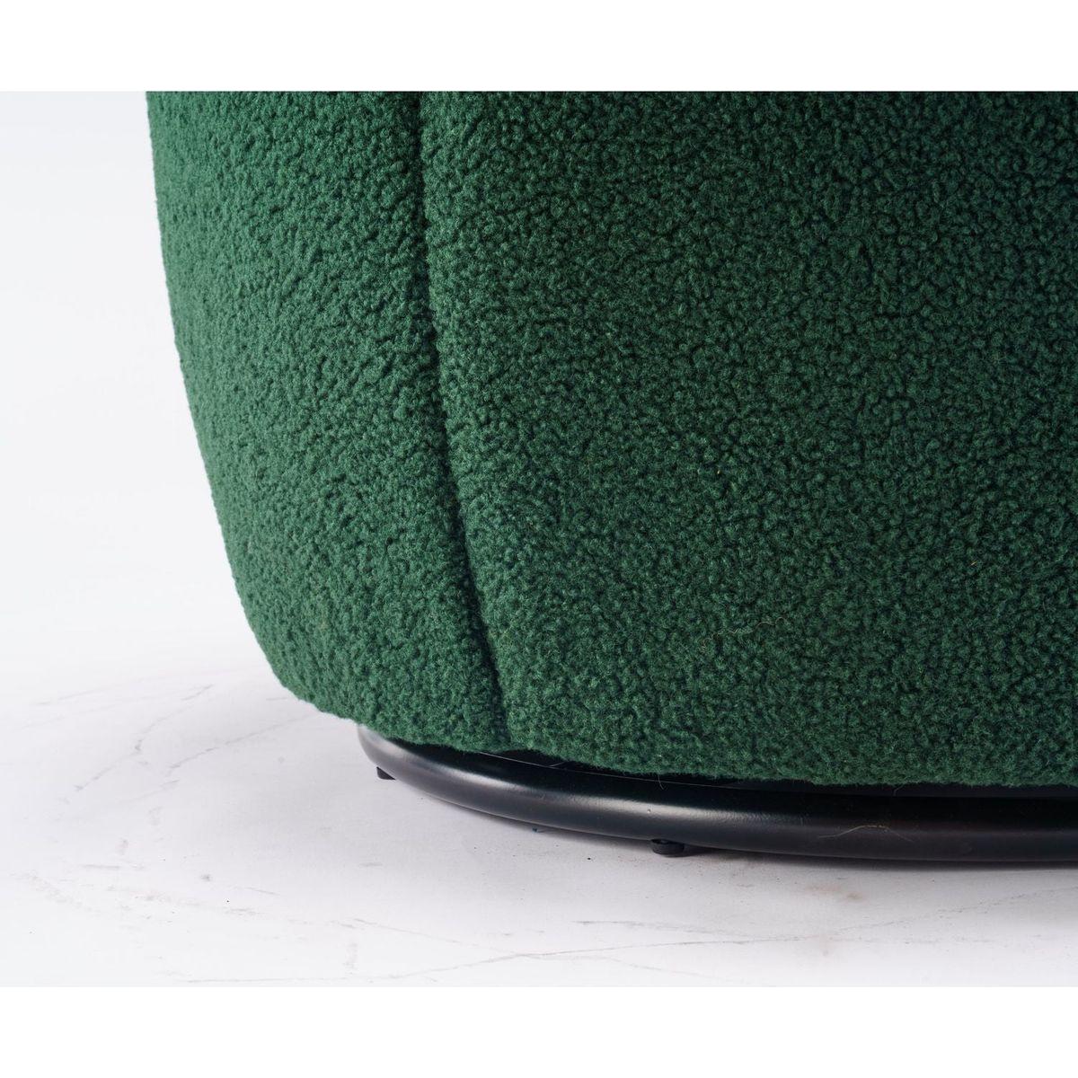 Teddy Fabric Swivel Accent Armchair Barrel Chair With Black Powder Coating Metal Ring,Dark Green