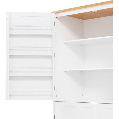 [Assembly Video Provided]40.2x20x71.3inch High Freestanding Kitchen Pantry Large Cupboard Storage Cabinet with 2 Drawers, 2 Adjustable Shelves, 8 Door Shelves for Kitchen, Dining Room,White