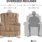 360 Rocking Swivel Rocker Recliner Chair, Oversized Recliner Chairs,Overstuffed Manual Nusery Glider Recliner,Extra Wide Recliner for Living Room Lazy Boy Single Sofa Khaki