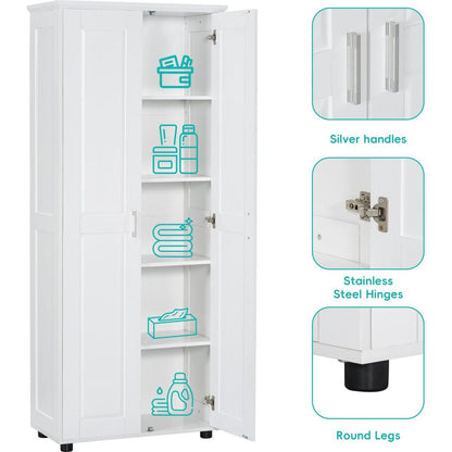 Storage Cabinet with Two Doors for Bathroom, Office, Adjustable Shelf, MDF Board, White