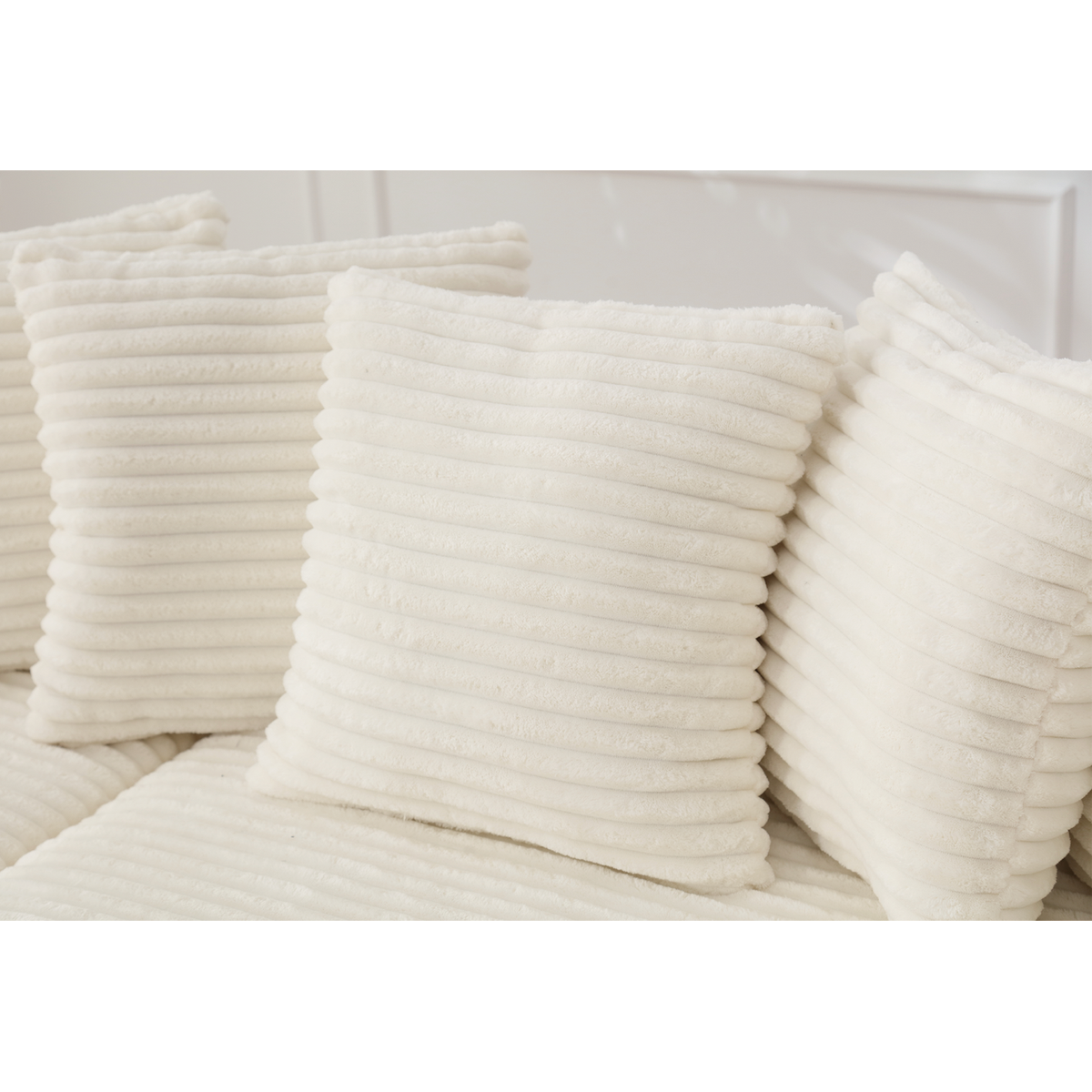 Oversized Two-Piece Couches, L Shaped Sofa, Corduroy, Right Chaise Daybed,with Armrests,Eight Throw Pillows,Corner Sofa,Easy To Assemble, Beige