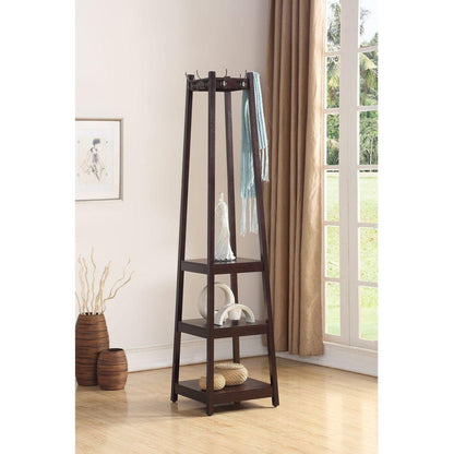 Vassen Coat Rack w/ 3-Tier Storage Shelves in Espresso Finish