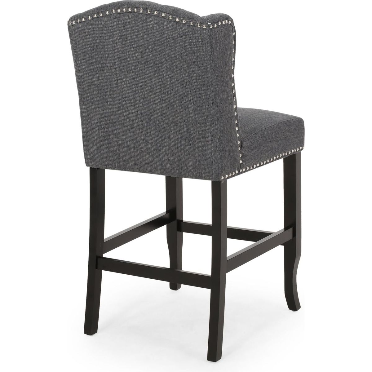 Vienna Contemporary Fabric Tufted Wingback 27 Inch Counter Stools, Set of 2, Charcoal and Dark Brown
