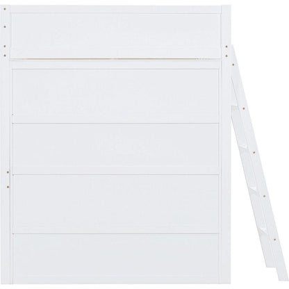 Full Size Loft Bed with Desk and Shelf - White