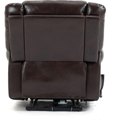 Power Lift Recliner Chair Heat Massage Dual Motor Infinite Position Up to 350 LBS, Faux Leather, Heavy Duty Motion Mechanism with USB Ports, Brown