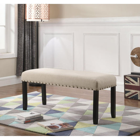 Biony Fabric Dining Bench with Nailhead Trim, Tan