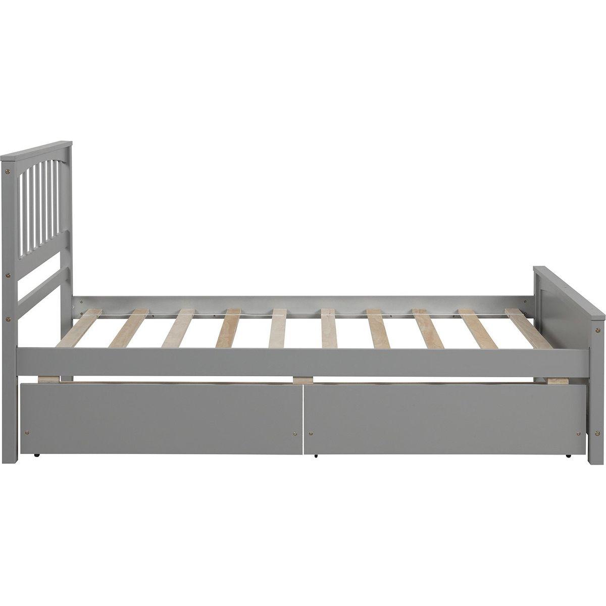 Twin size Platform Bed with Two Drawers, Gray