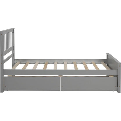 Twin size Platform Bed with Two Drawers, Gray