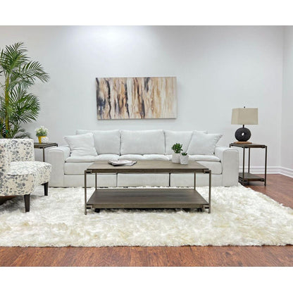 Corbeta 3-Piece Metal Frame Wood Living Room Coffee Table and 2 Chairside Tables Set, Aged Graphite