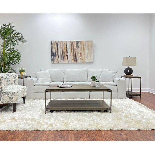 Corbeta 3-Piece Metal Frame Wood Living Room Coffee Table and 2 Chairside Tables Set, Aged Graphite