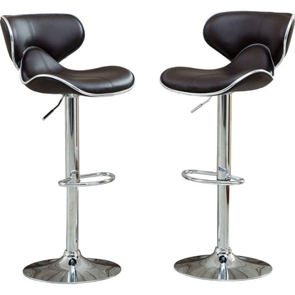 Masaccio Upholstery Airlift Adjustable Swivel Barstool with Chrome Base, Set of 2, Brown
