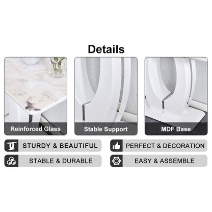 Modern Simple Glossy White Rectangular Counter Bar Table 47.24" x 18.11" x 29.52" For Living Room Bedroom Bedside Entrance House Balcony Office Bathroom.