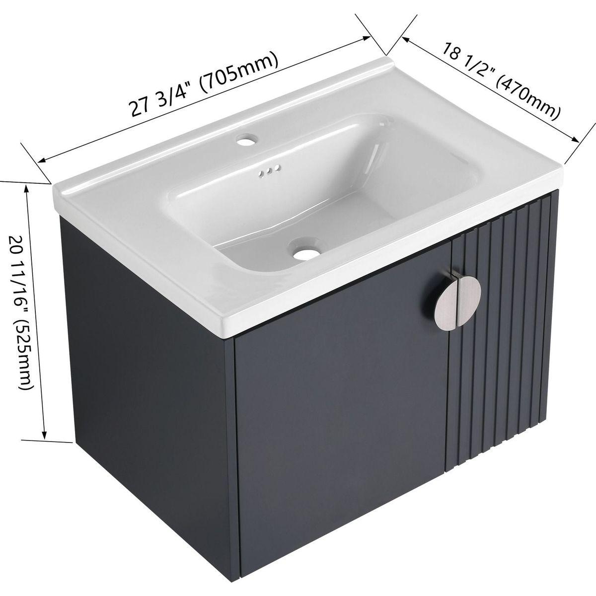 28 Inch Bathroom Vanity with Ceramic Sink, For Small Bathroom, Bathroom Vanity with Soft Close Door