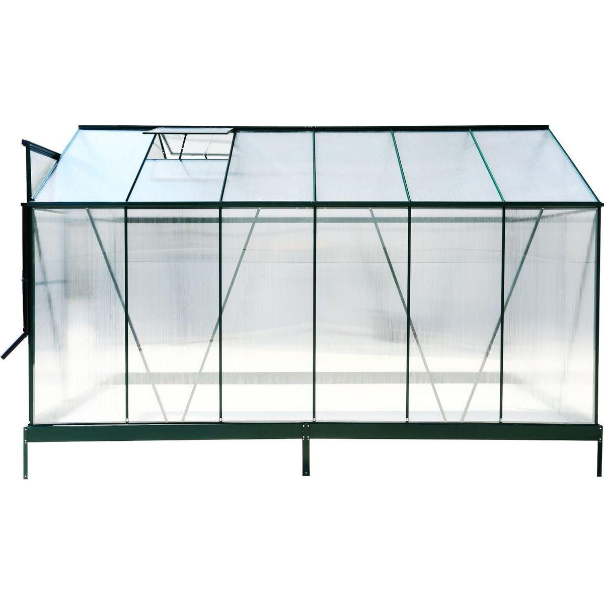 6.3'x12.2'x7' Polycarbonate Greenhouse, Heavy Duty Outdoor Aluminum Walk-in Green House Kit with Rain Gutter, Vent and Door for Backyard Garden, color green