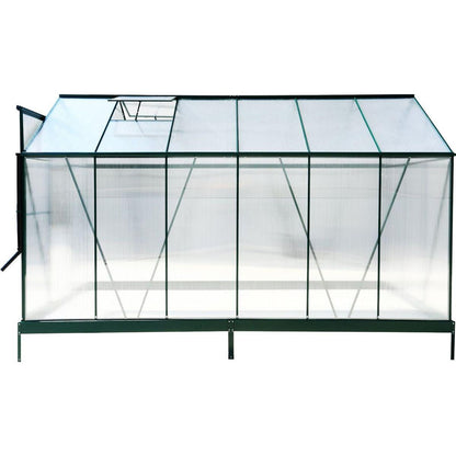 6.3'x12.2'x7' Polycarbonate Greenhouse, Heavy Duty Outdoor Aluminum Walk-in Green House Kit with Rain Gutter, Vent and Door for Backyard Garden, color green